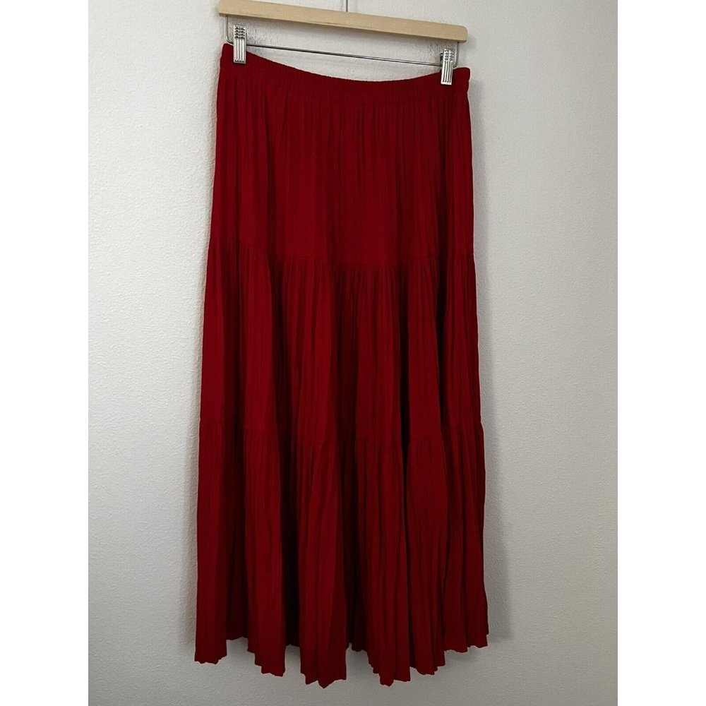 Coleman Broomstick Skirt Long Red Holiday Maxi Tiered One size Excellent Boho